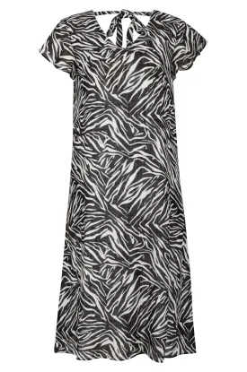 100% Printed Cotton Dress | BLACK IVORY ABST | 6279AR