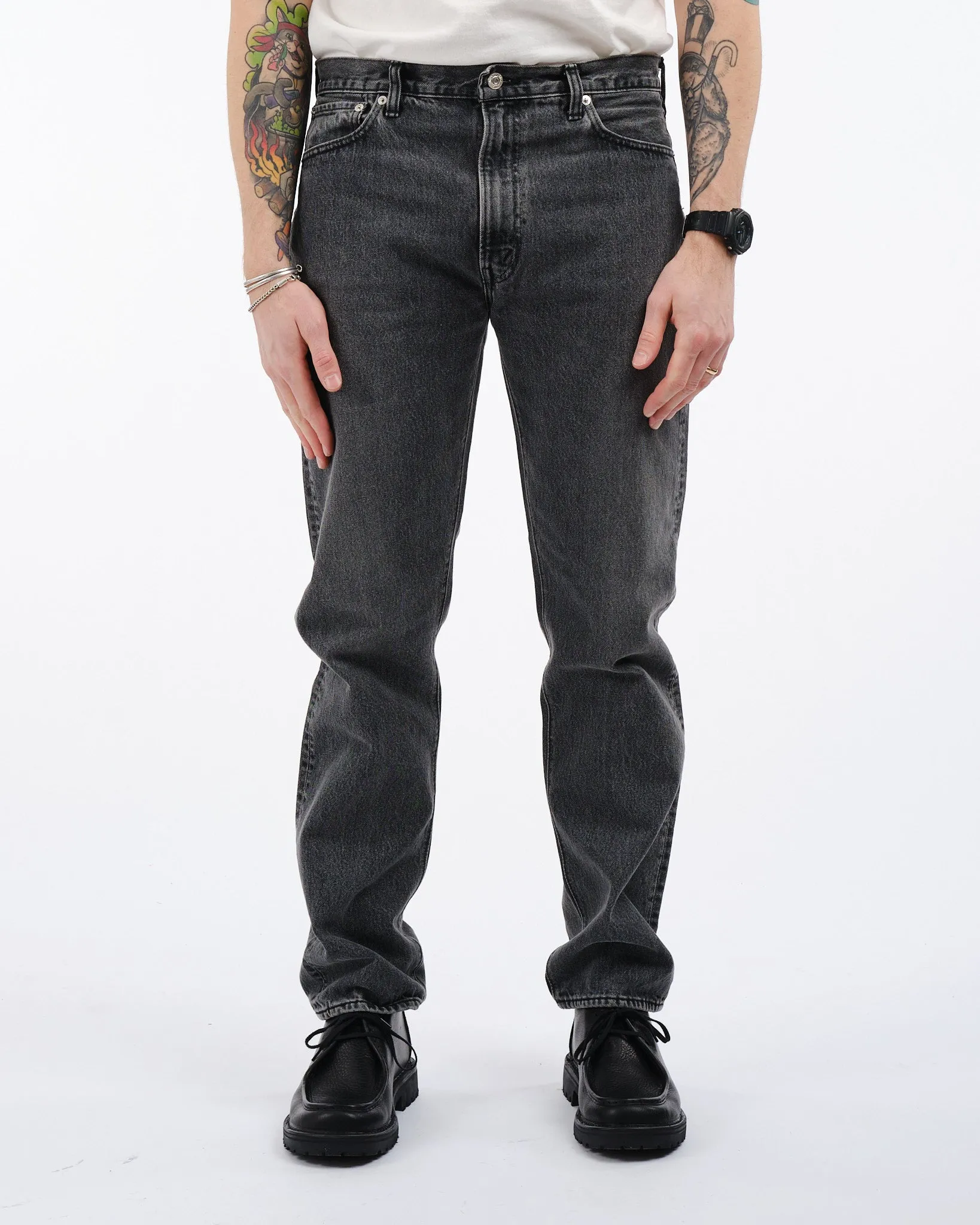 107 IVY FIT BLACK DENIM STONE WASH