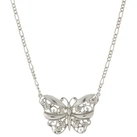 1928 Jewelry Classic Filigree Butterfly Pendant Necklace 16"   3" Extender