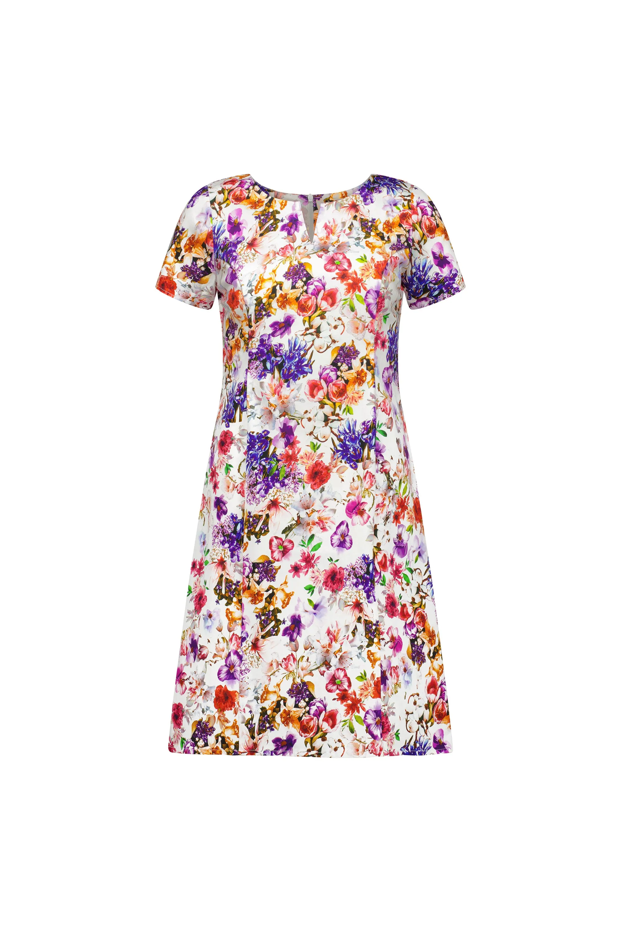 6092 Printed Lightweight Fitted Dress with Short Sleeve Burst