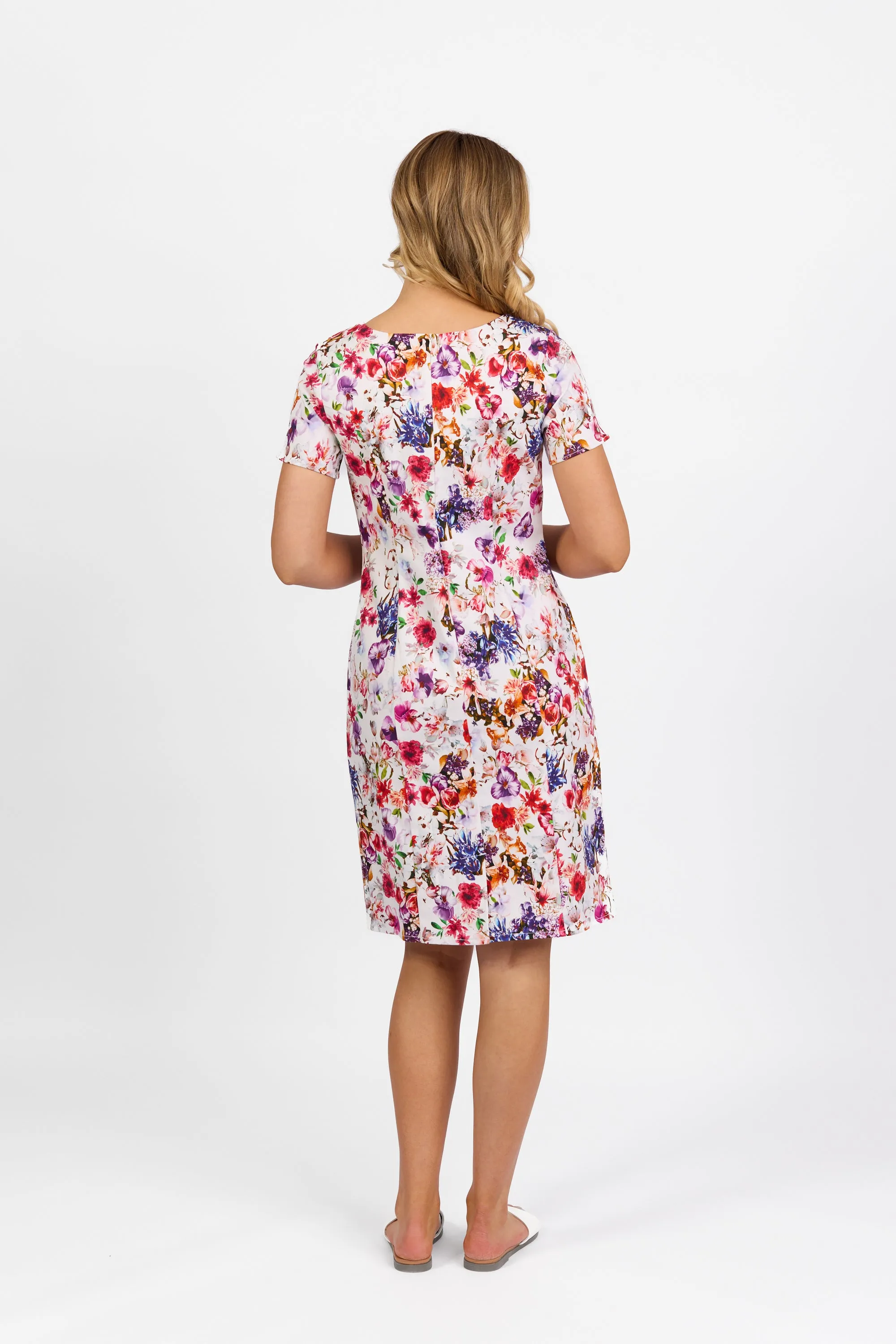 6092 Printed Lightweight Fitted Dress with Short Sleeve Burst