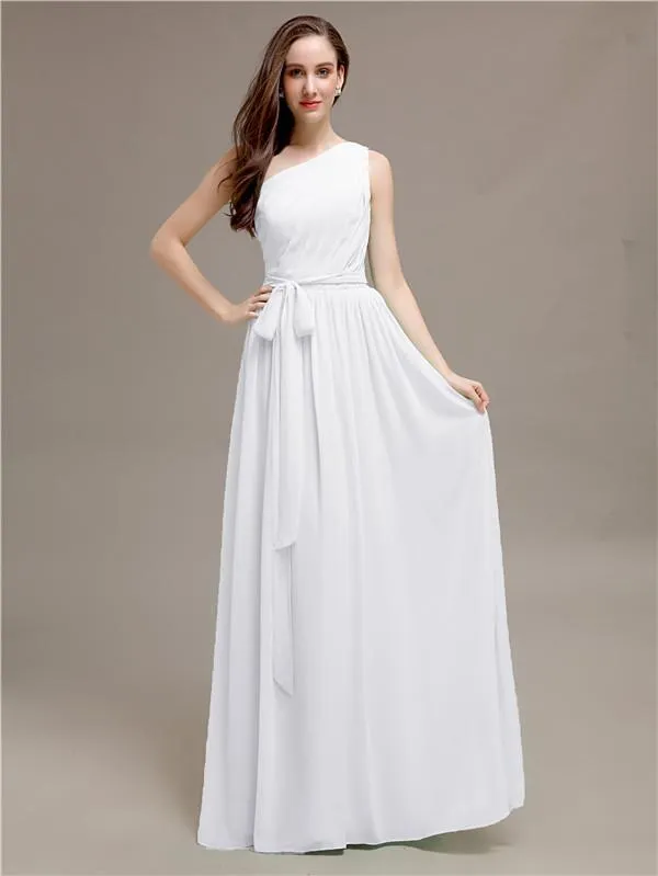 A-line One-shoulder Long Bridesmaid Dresses