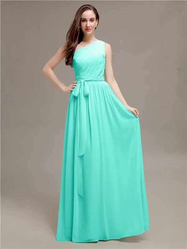 A-line One-shoulder Long Bridesmaid Dresses