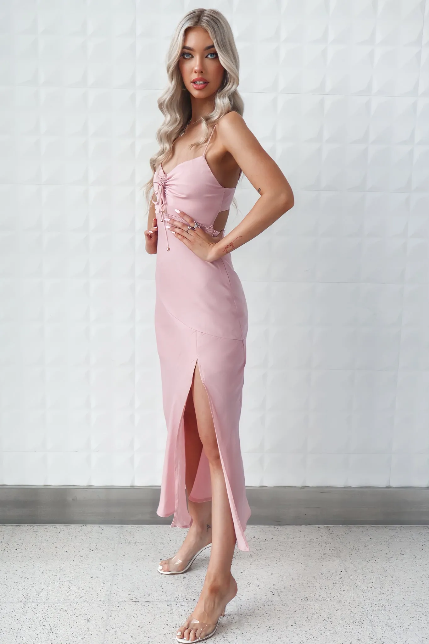 Alenka Satin Midi - Baby Pink