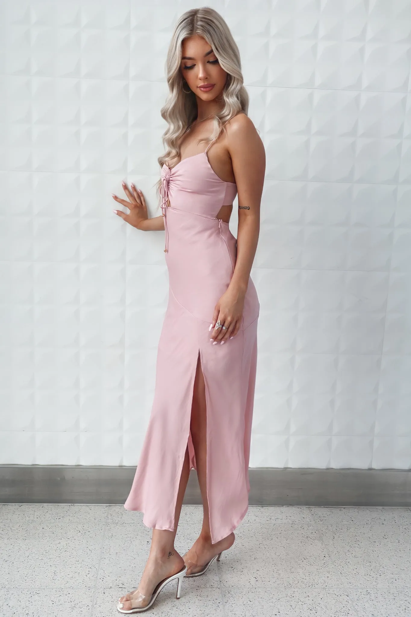 Alenka Satin Midi - Baby Pink