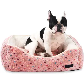 Amazon Basics Cuddler Warm & Cozy Pet Bed for Dogs and Cats (Pink Polka Dots)