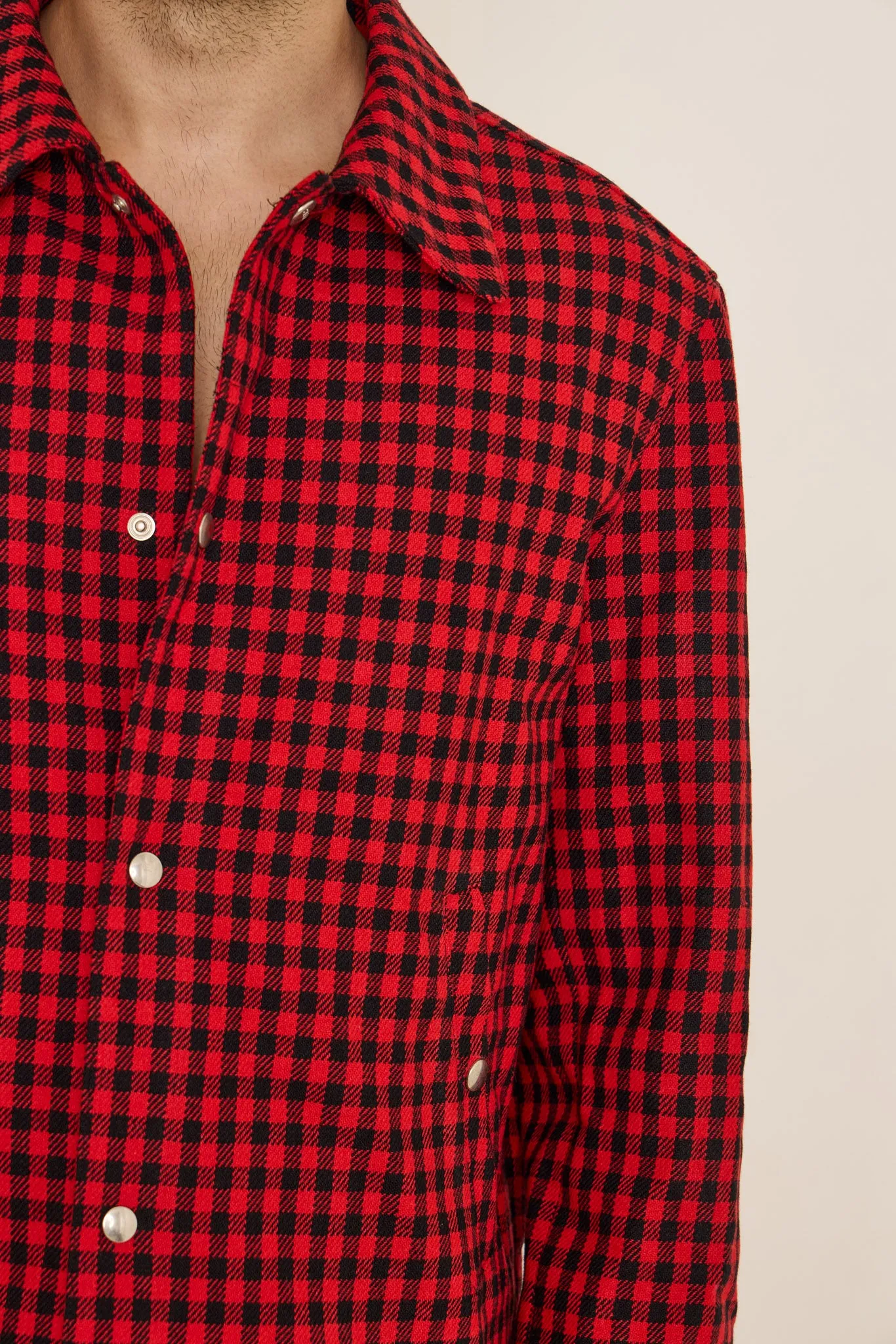 AMI RED & BLACK CHECKED FLANNEL