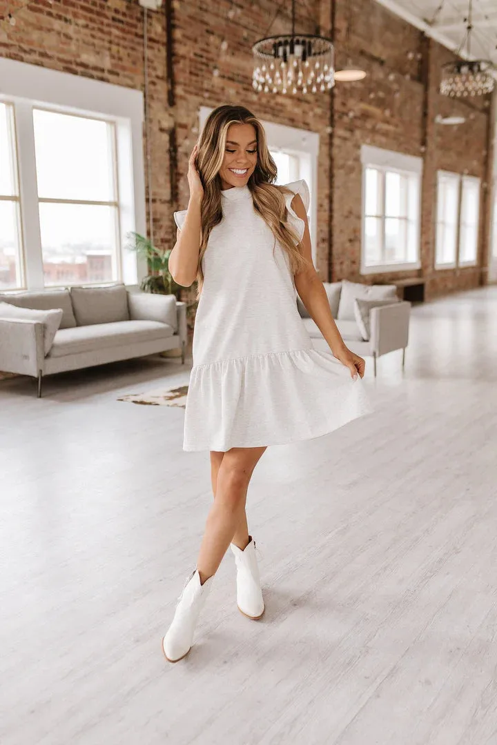 Andrew Ruffle Sleeve Dress