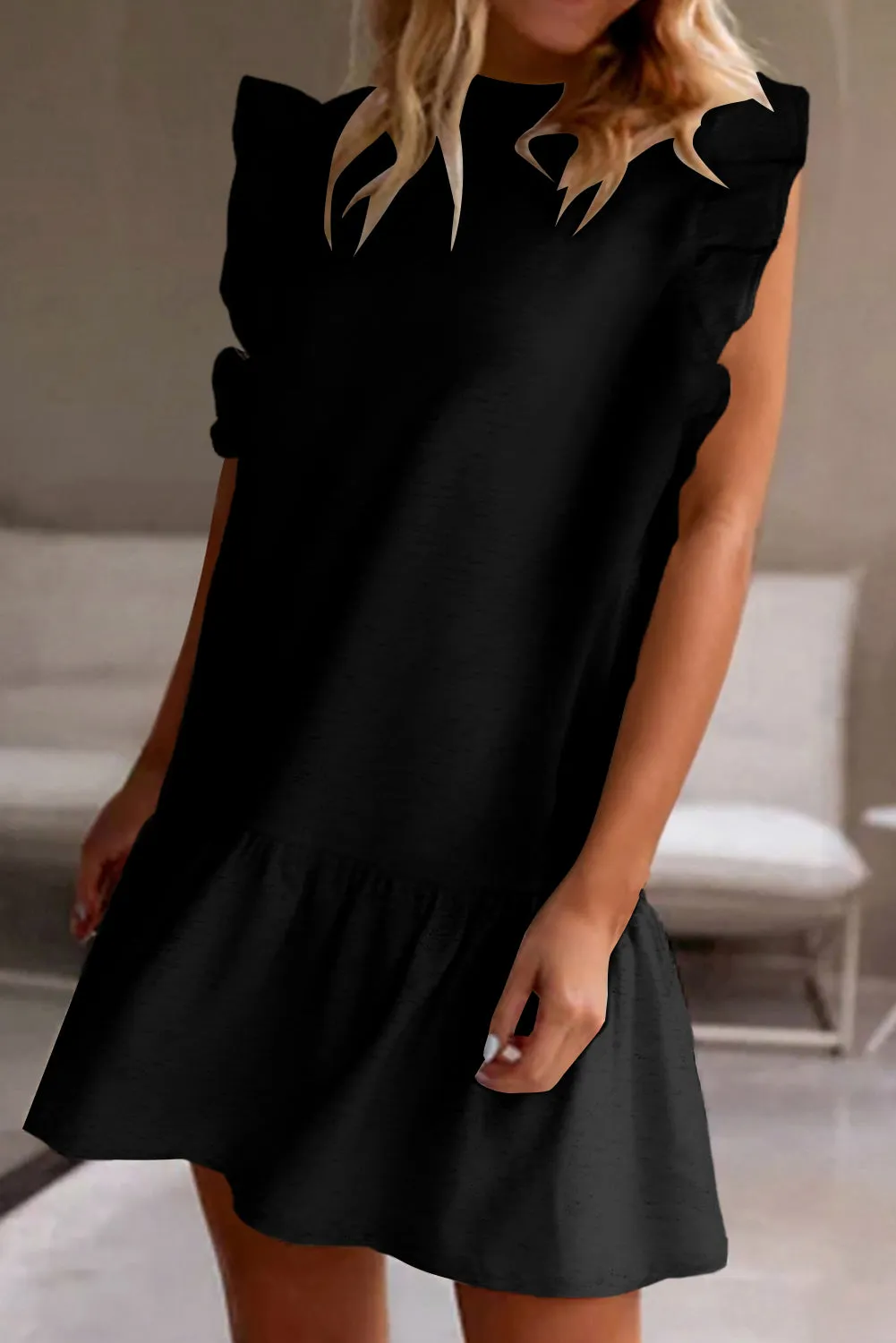 Andrew Ruffle Sleeve Dress