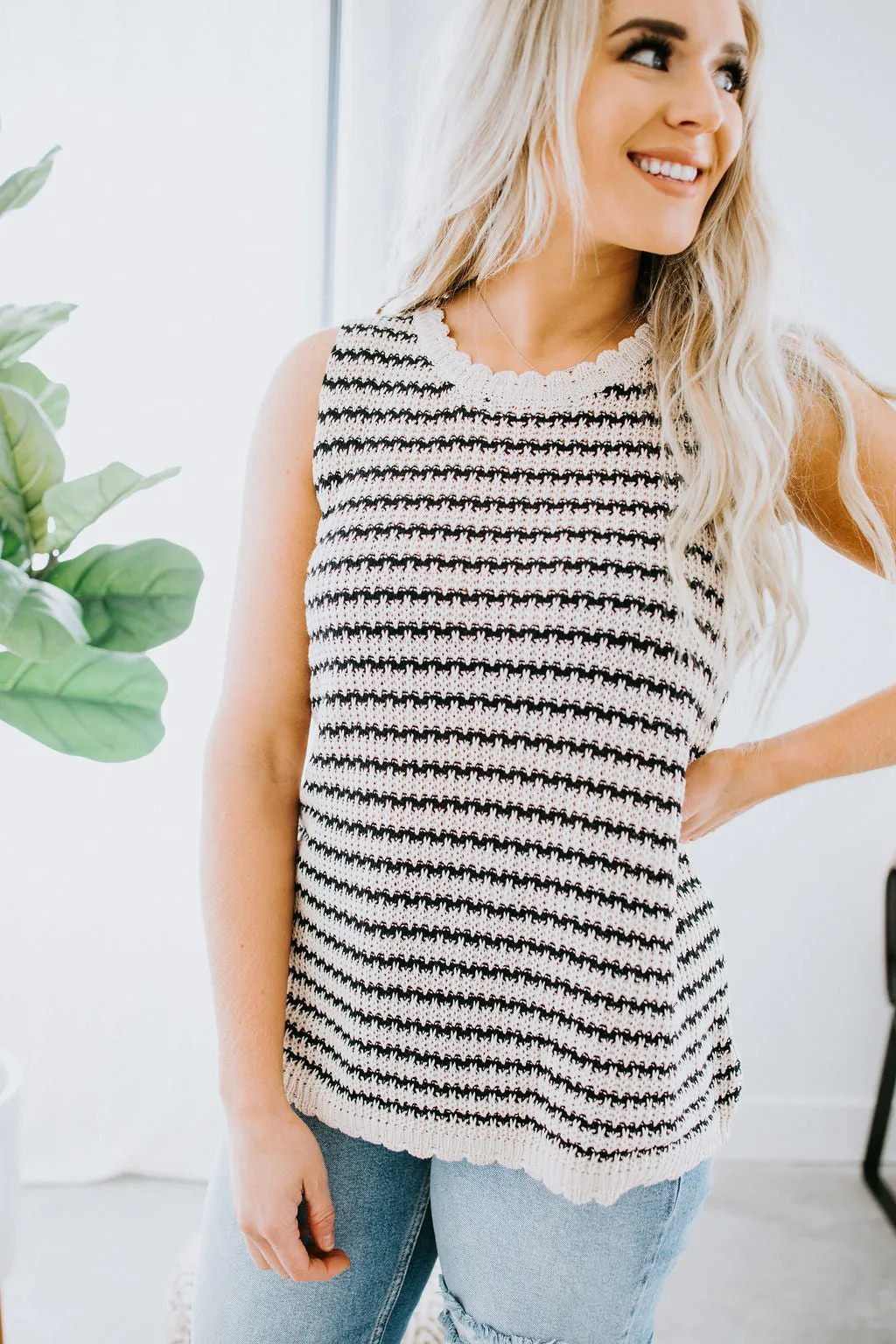 Anna Striped Crochet Tank