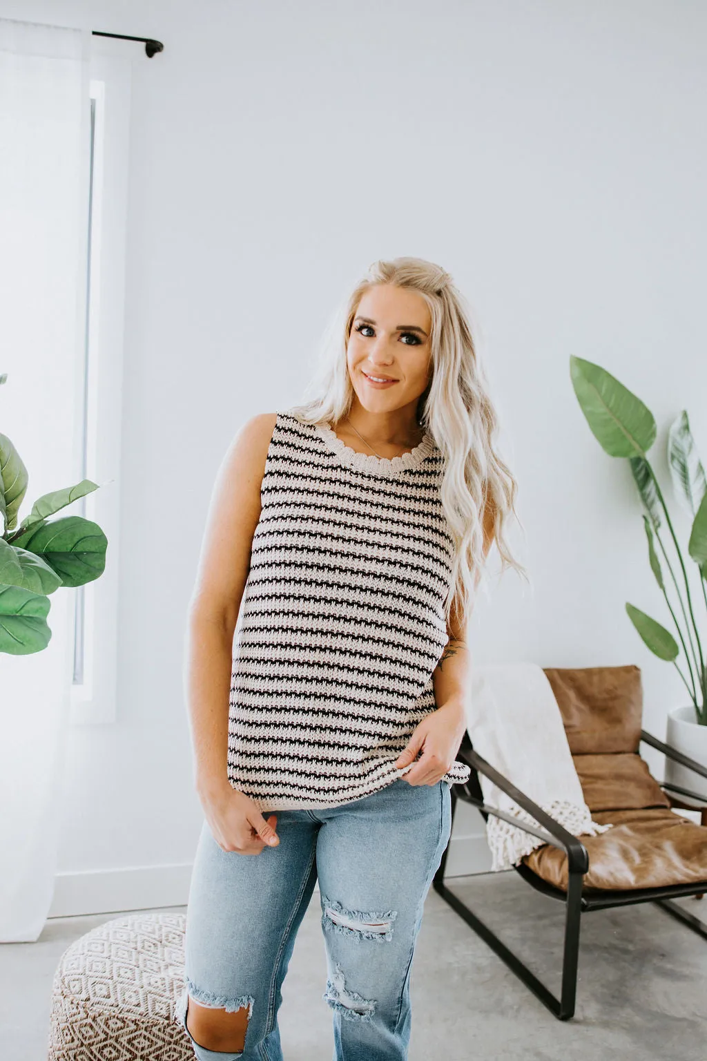 Anna Striped Crochet Tank