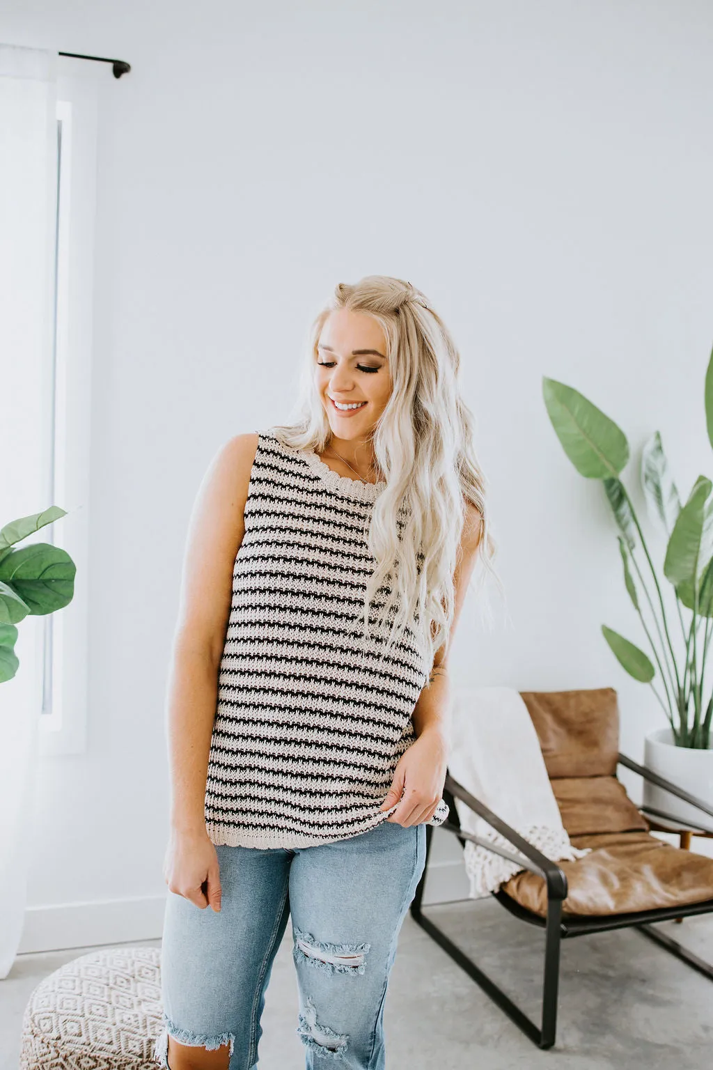 Anna Striped Crochet Tank