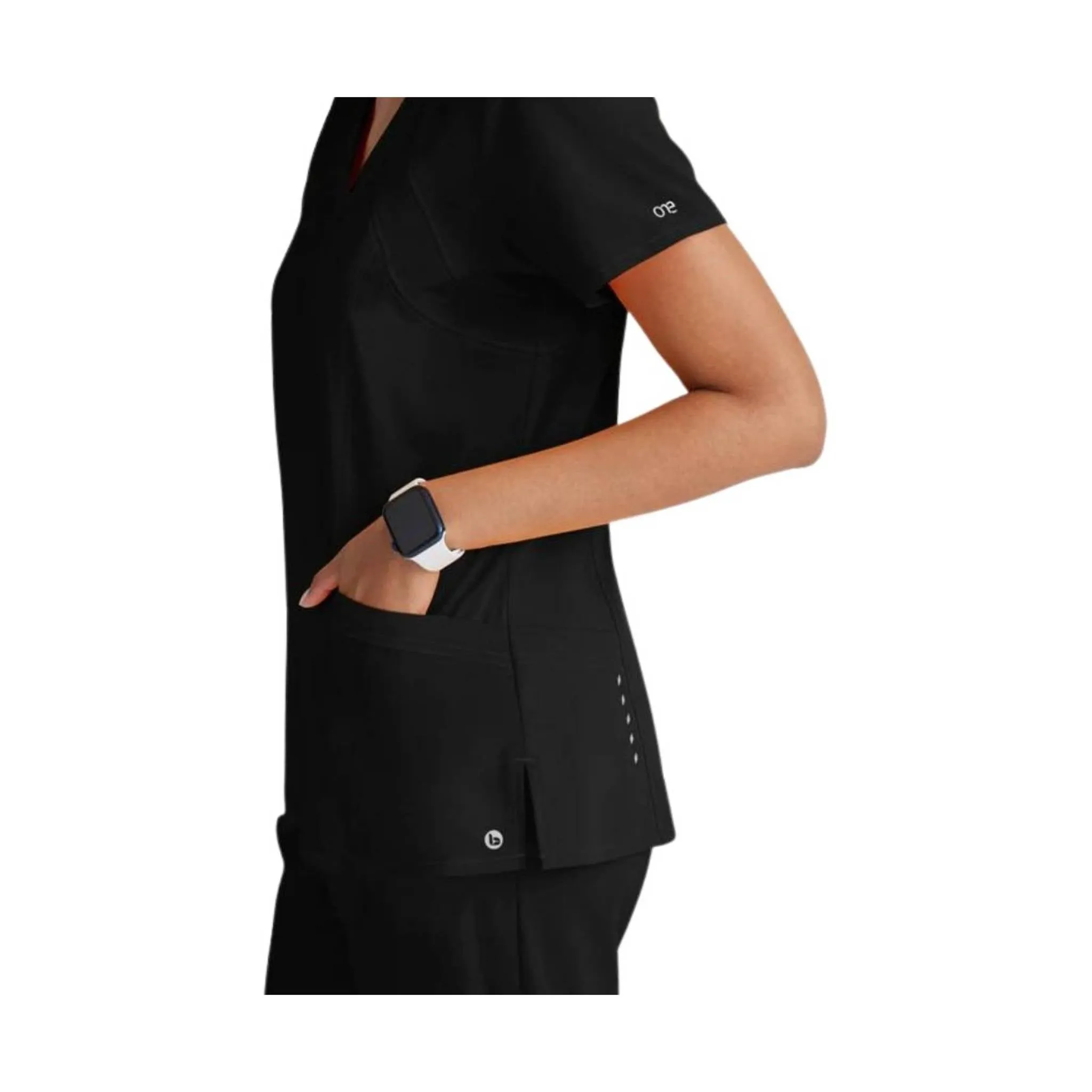 Barco Women's Racer Scrub Top - Black