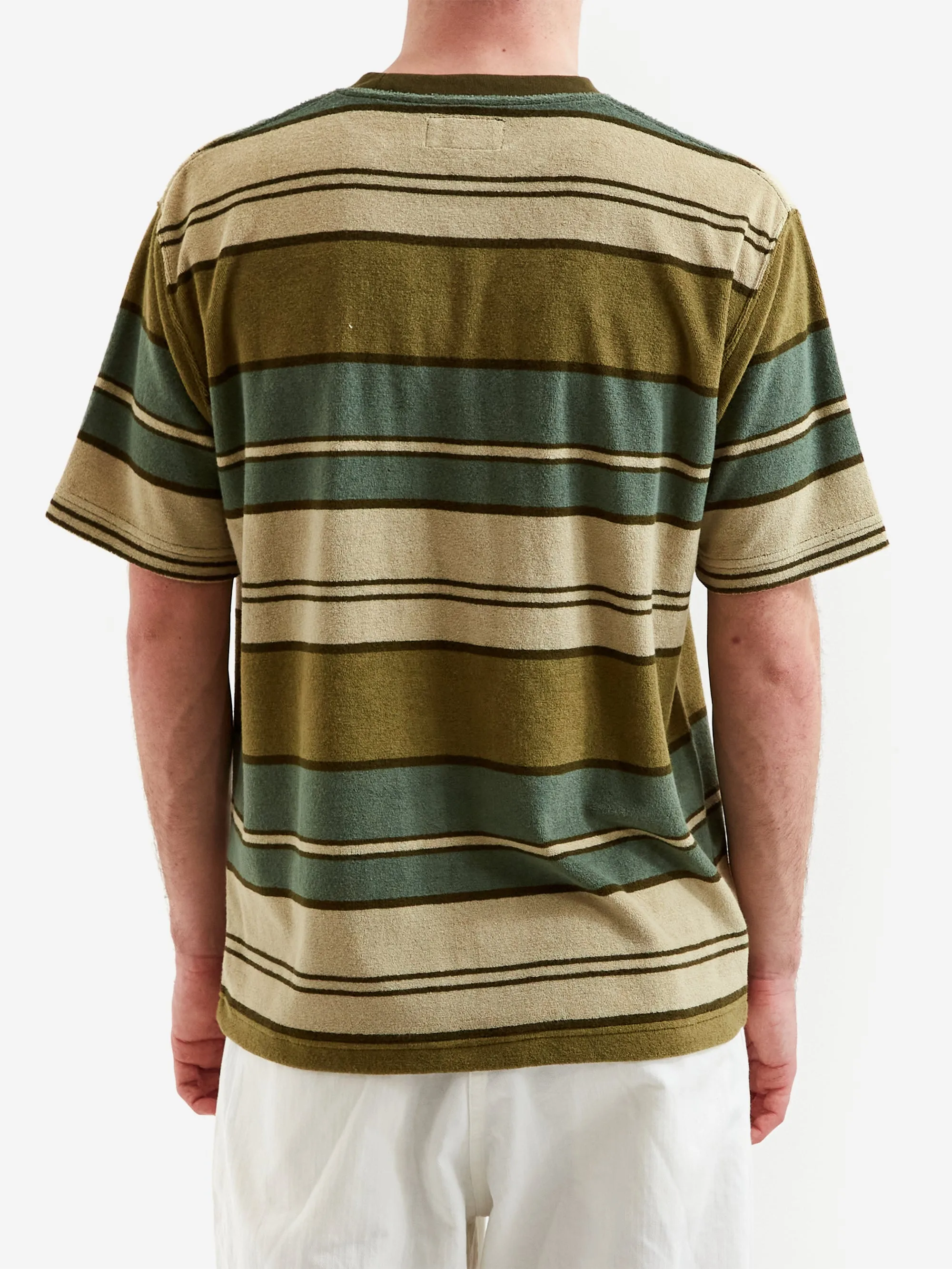 Beams Plus Pile Stripe Pocket T-Shirt - Olive