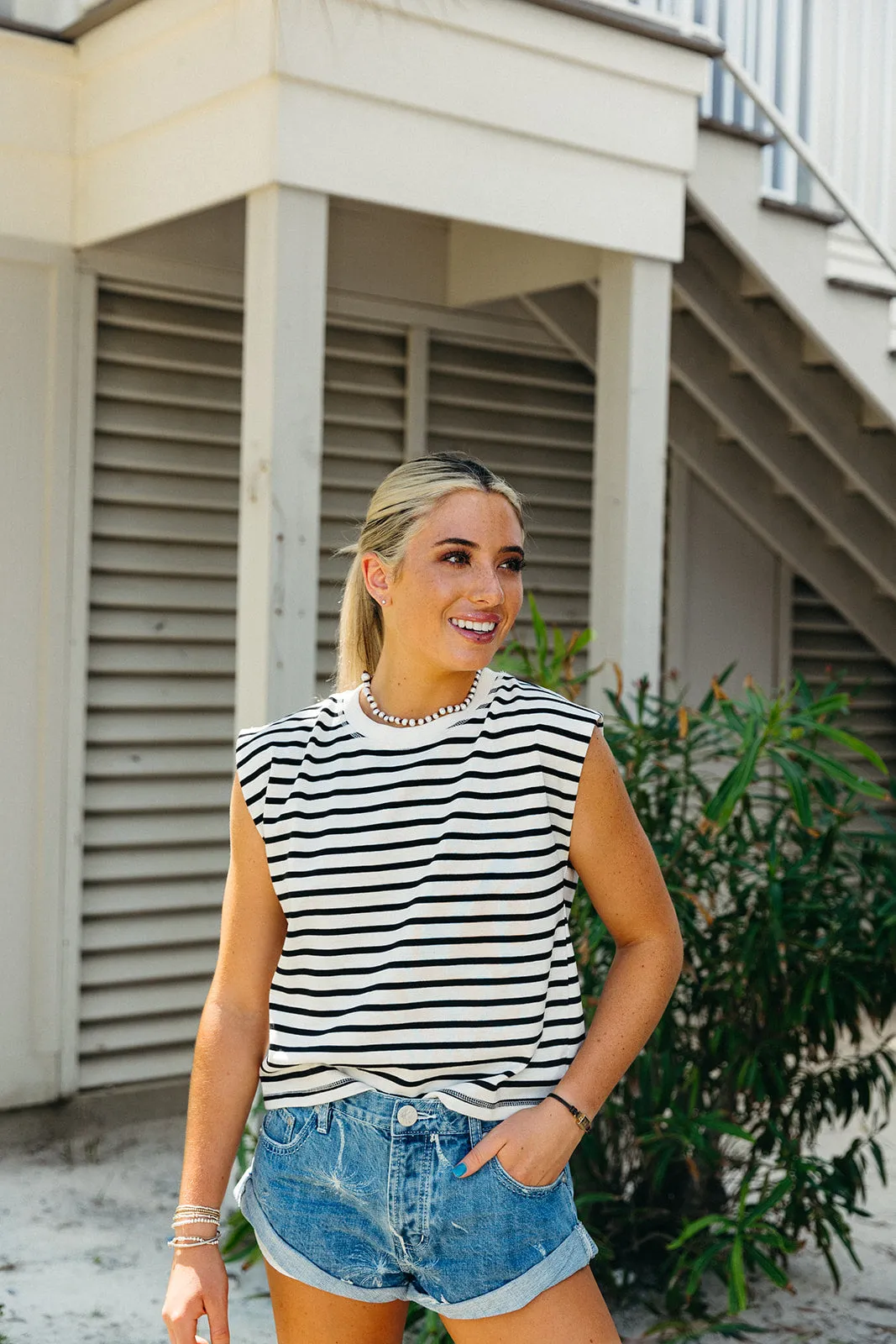 Bethany Stripe Top - White/Black