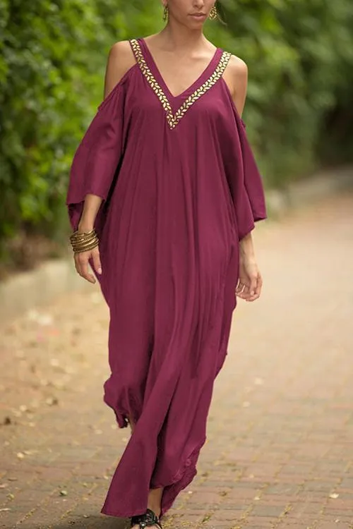 Black And Gold Kaftan Evening Dress