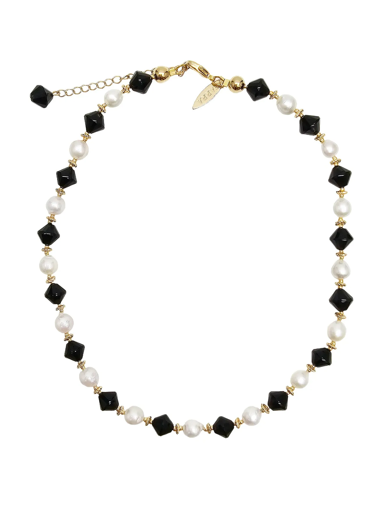 Black Obsidian and White Pearls Choker NN002