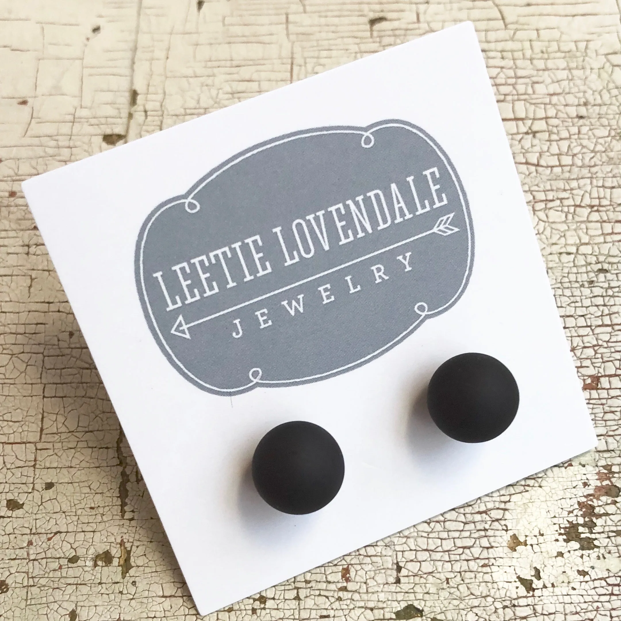 Black Petite Matte Lucite Ball Stud Earrings