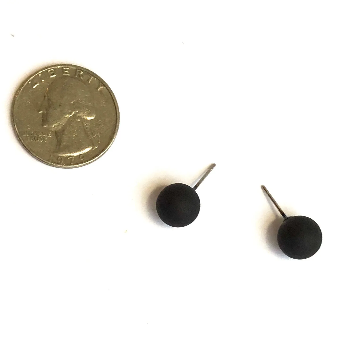 Black Petite Matte Lucite Ball Stud Earrings