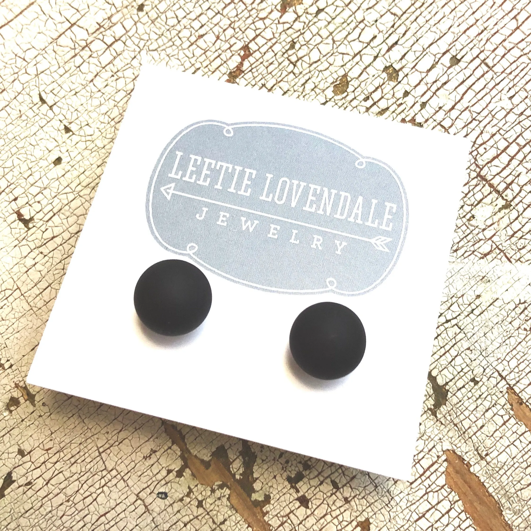 Black Petite Matte Lucite Ball Stud Earrings