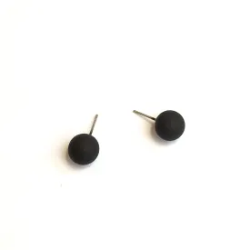 Black Petite Matte Lucite Ball Stud Earrings