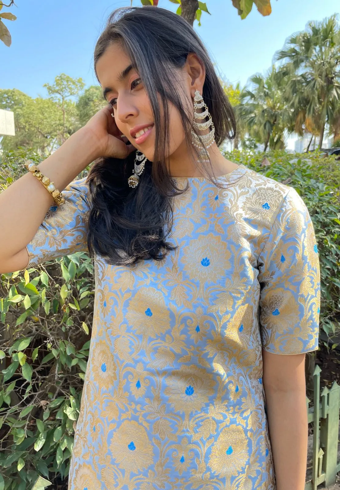 Blue Banarasi kim khwab kurti and pant