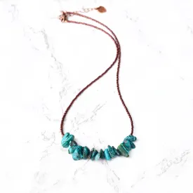 Boho Turquoise Copper Necklace With Seed Beads