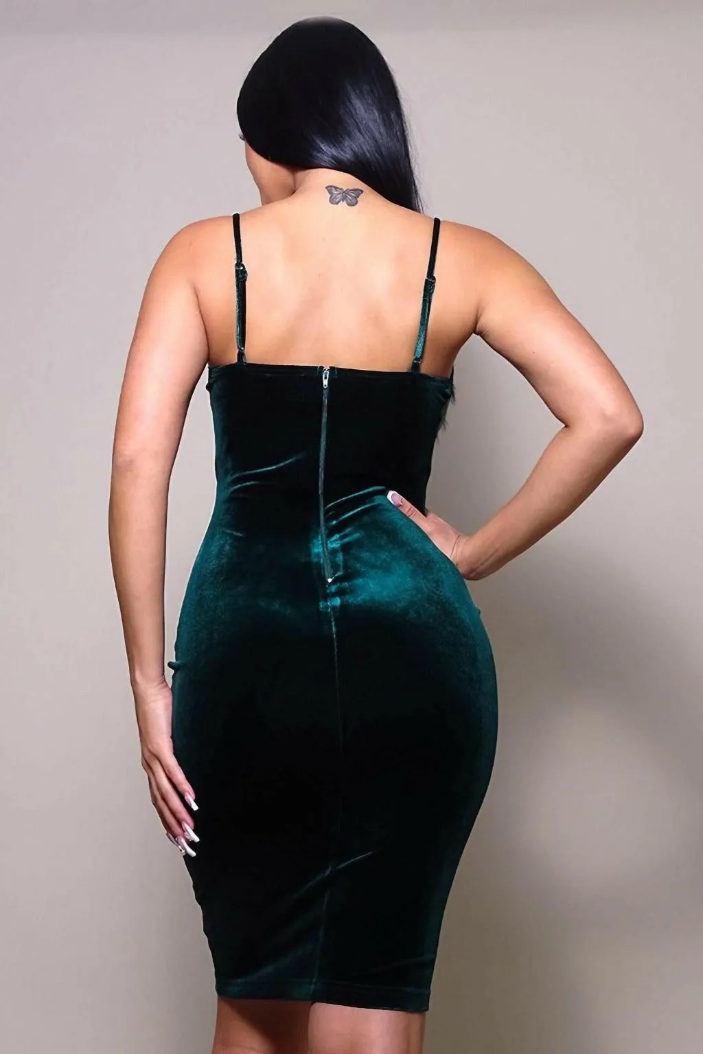 Bonded To You Velvet See Midi Dress