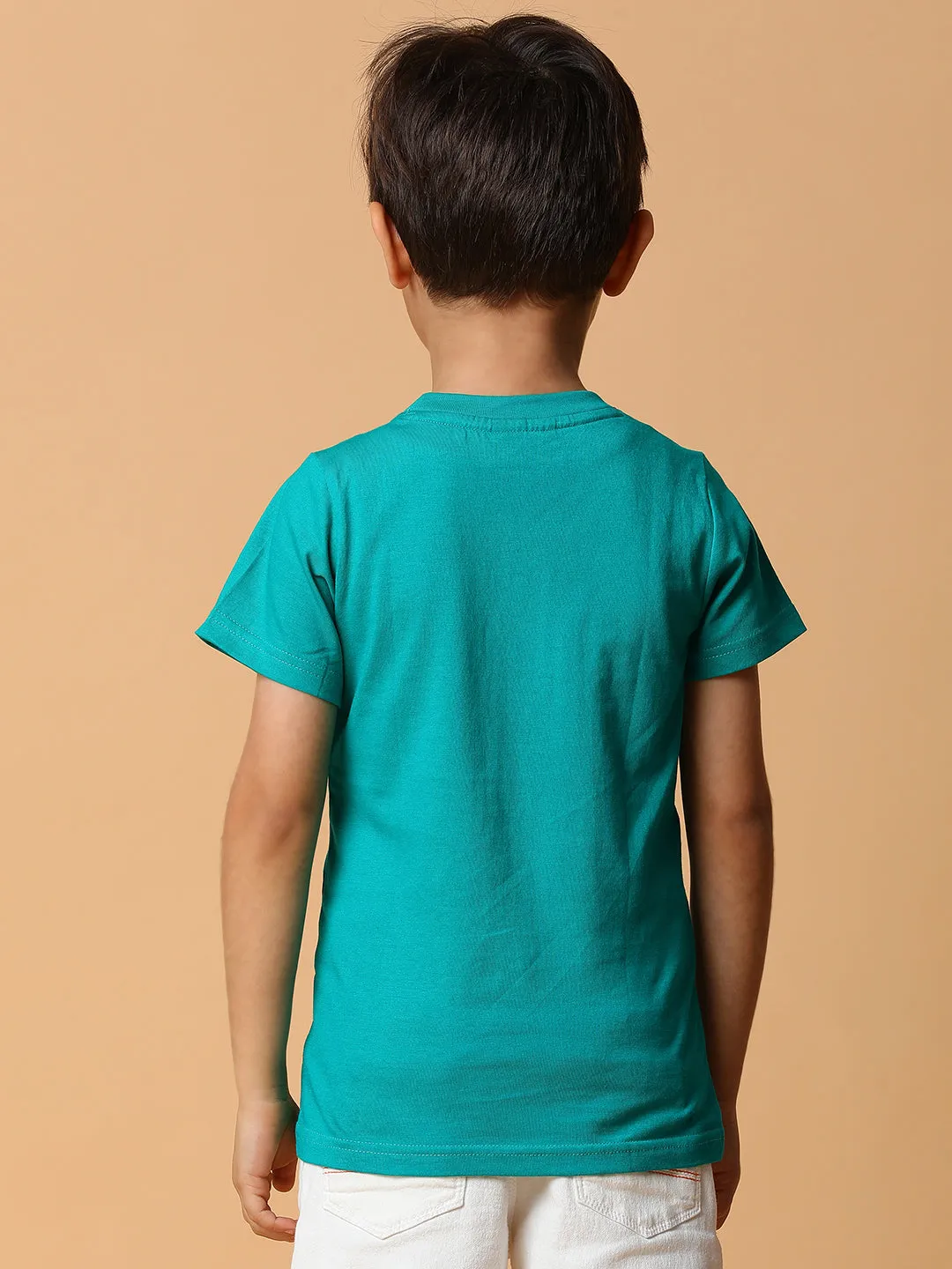 Boys Green & Blue Striped Cotton T-shirt