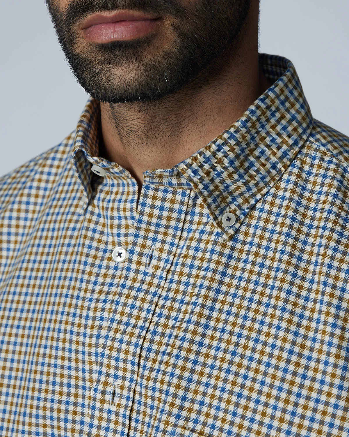 Brown & Blue Oxford Checked Shirt