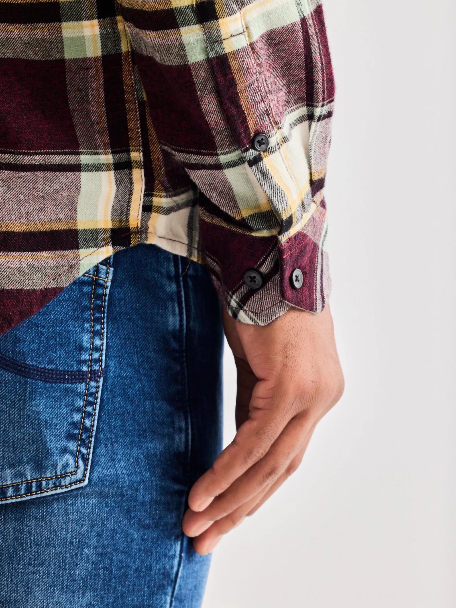 Brown Brushed Cotton Checked Shirt