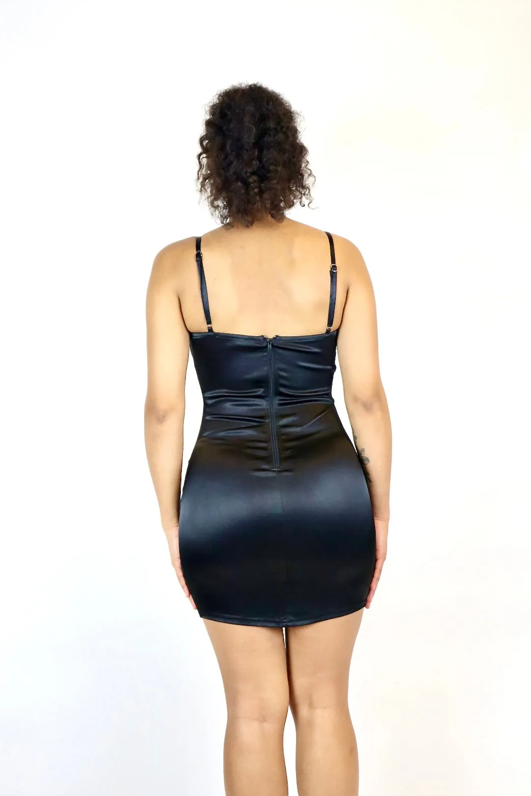 Cali Satin Dress, Black