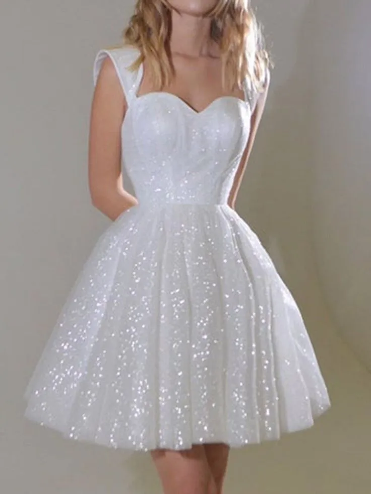 Charming White Sweetheart Short Prom Dress Elegant Homecoming Dress SH587