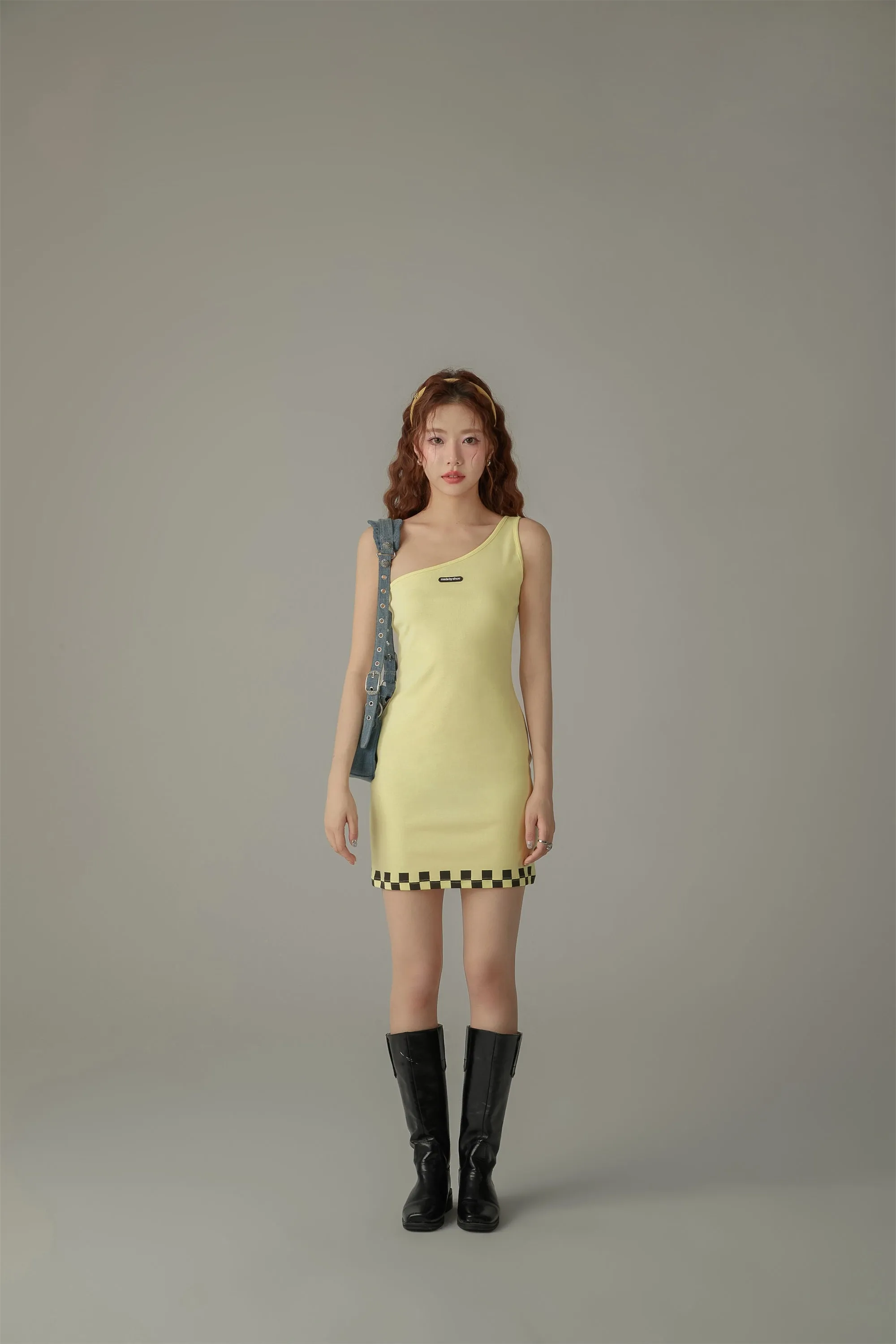 Checkerboard Color Matching Dress