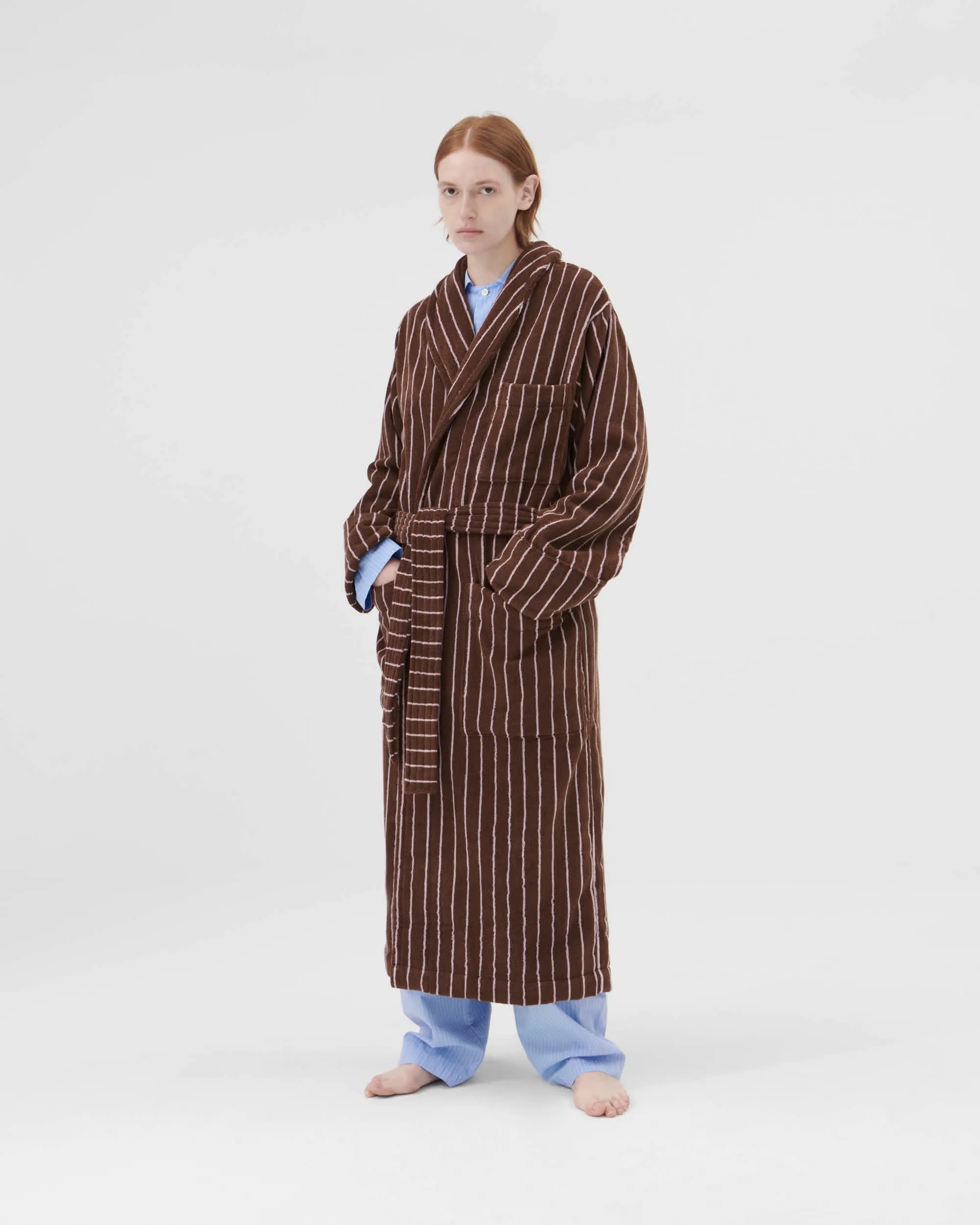 Striped Classic Bathrobe in Lima and Brown - Stylish and Comfortable