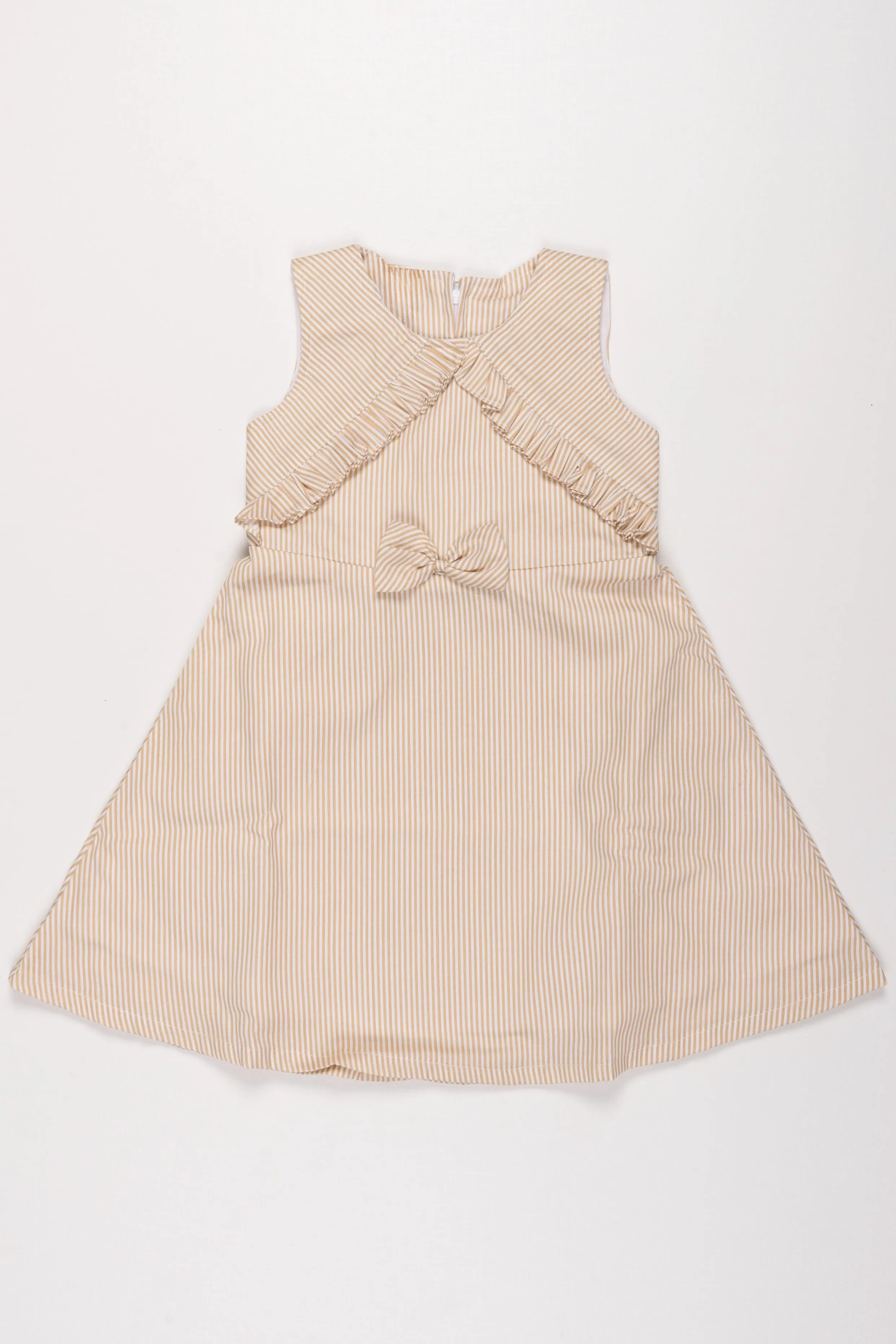 Classic Yellow Striped Cotton Frock for Girls