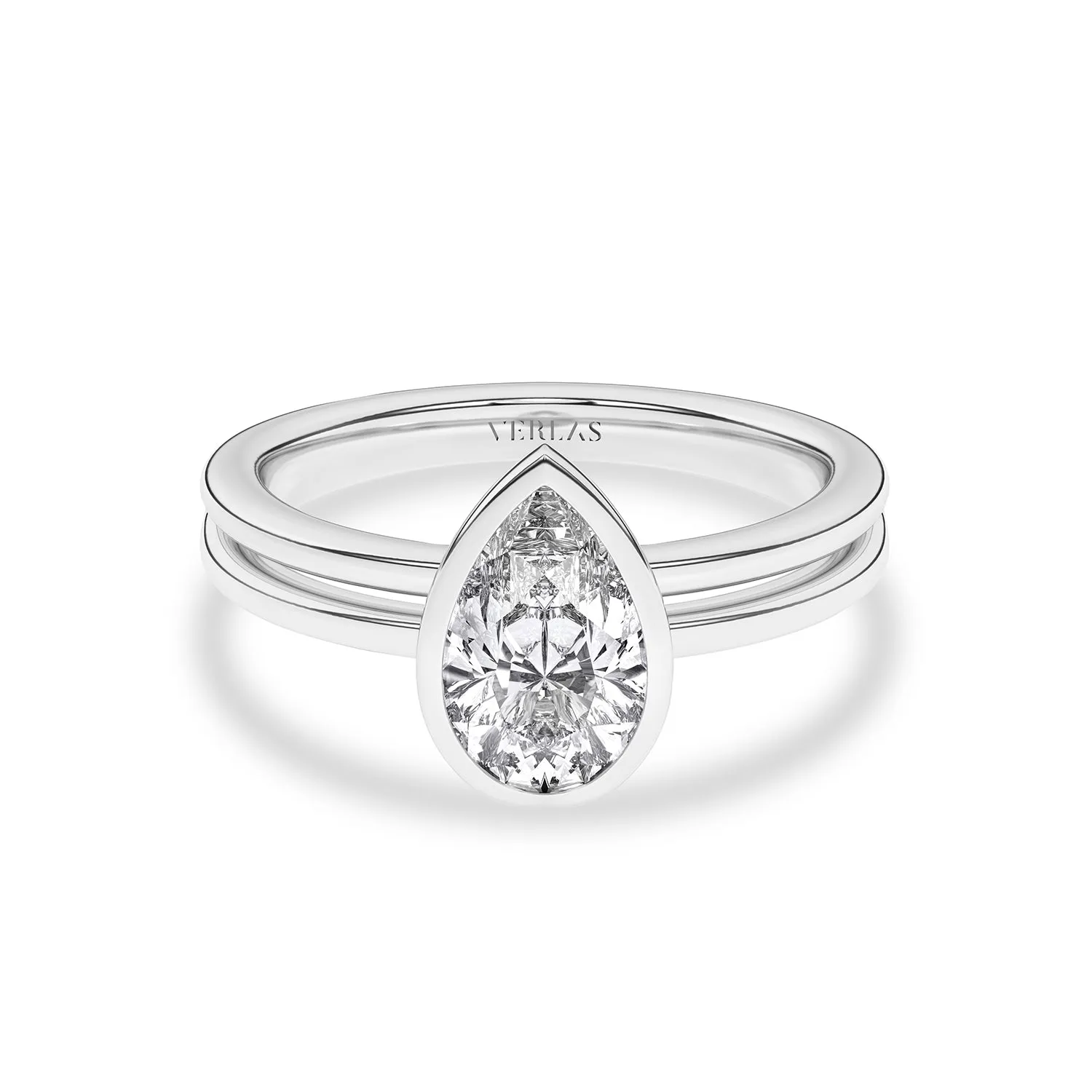 Coupled Pear Bezel Ring