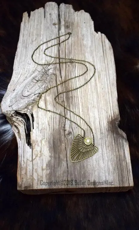 Custom Bohemian Bullet Necklace, Bronze Boho, Antique Brass Wing