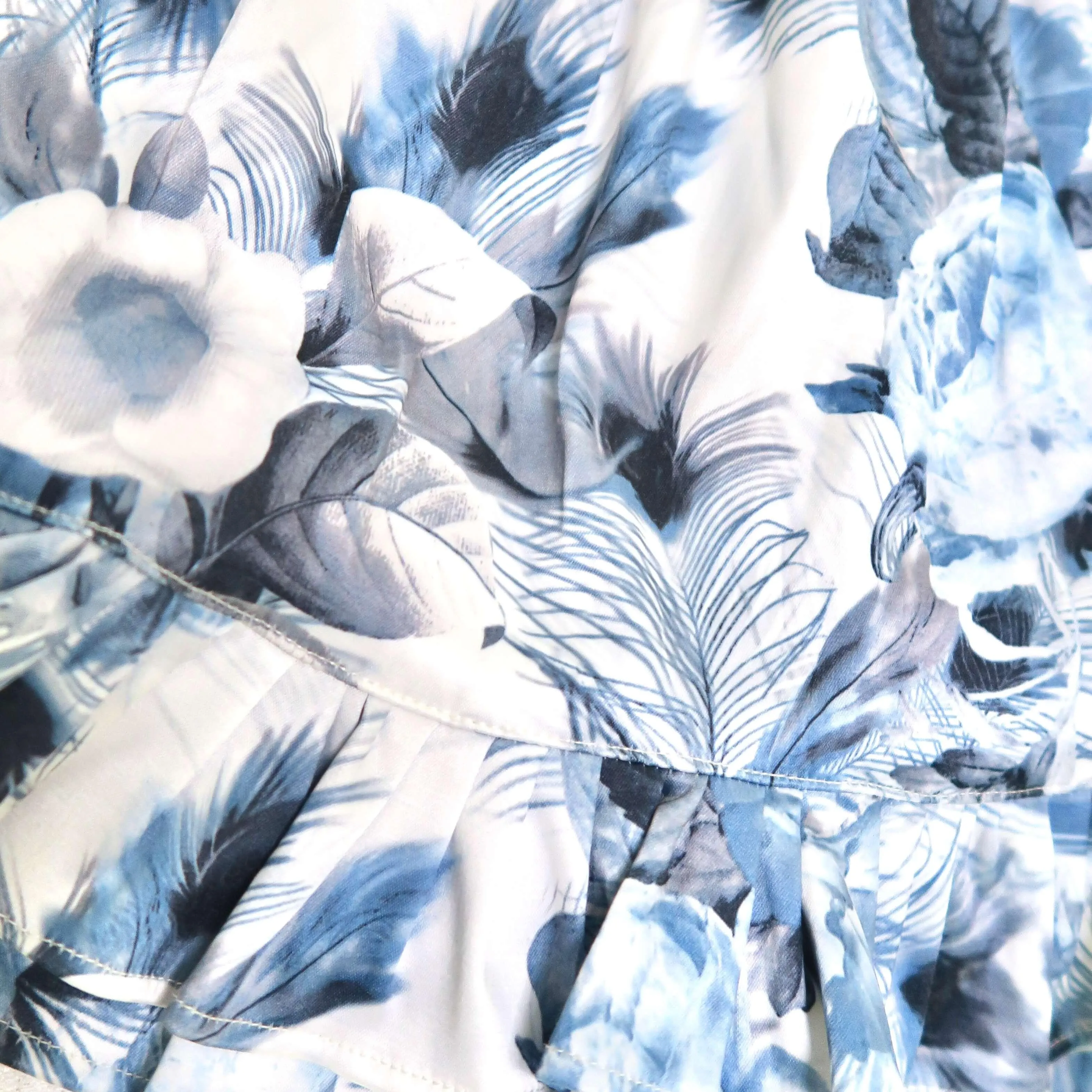 Dahlia Dress in Blue Feather Sateen Print