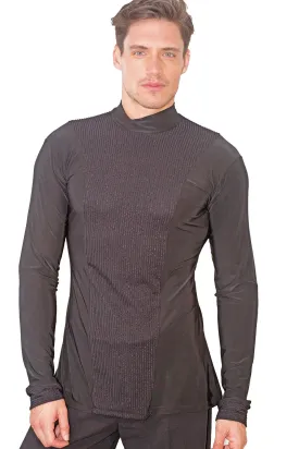 Dance America MS31 Men's Mock Turtleneck Lurex Striped Ballroom Tunic without Trunks in Stock