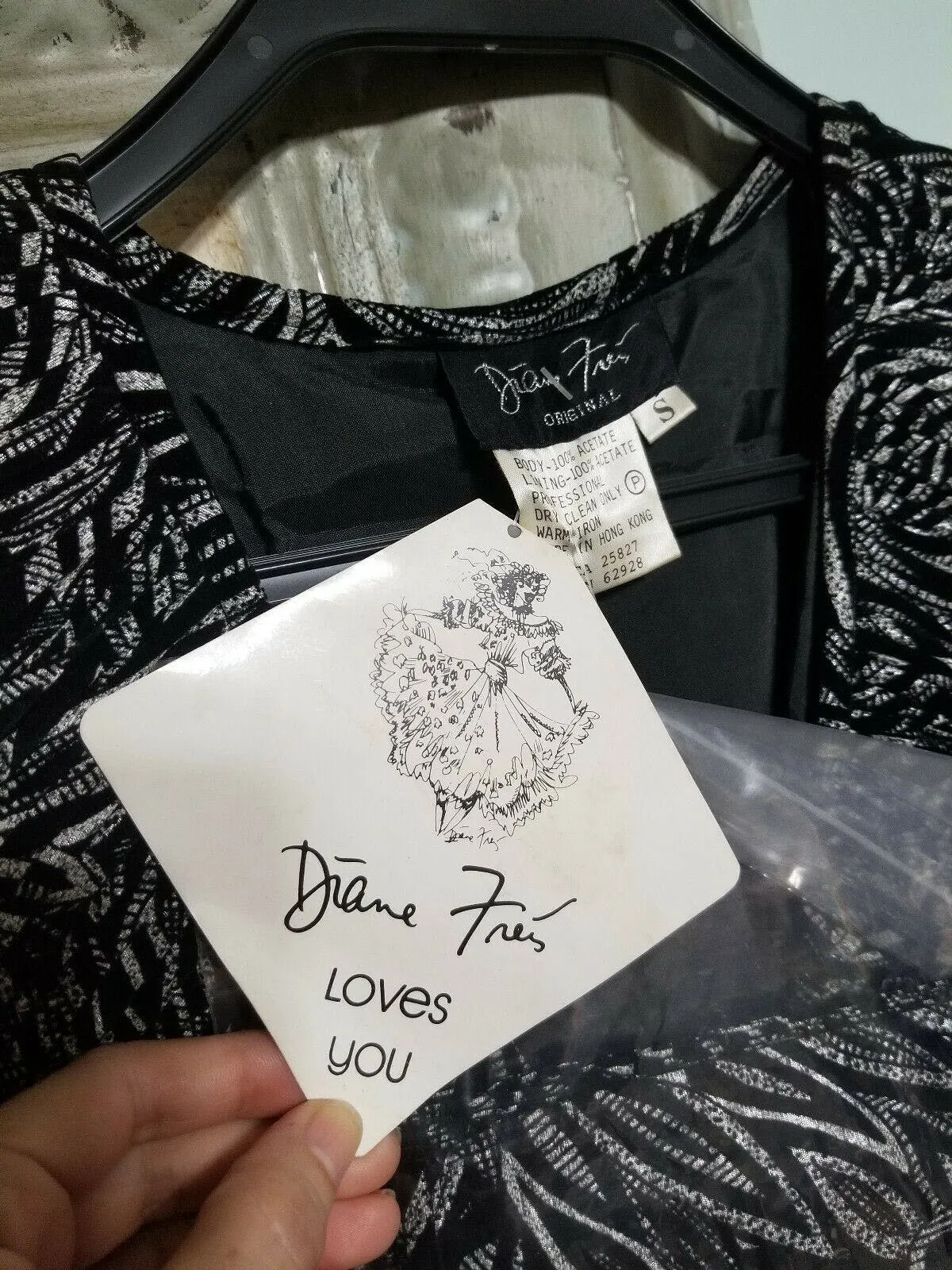 *Deadstock Vintage* Iconic 1980's NWT $595 Boho Cocktail Metallic Dress by Diane Freis