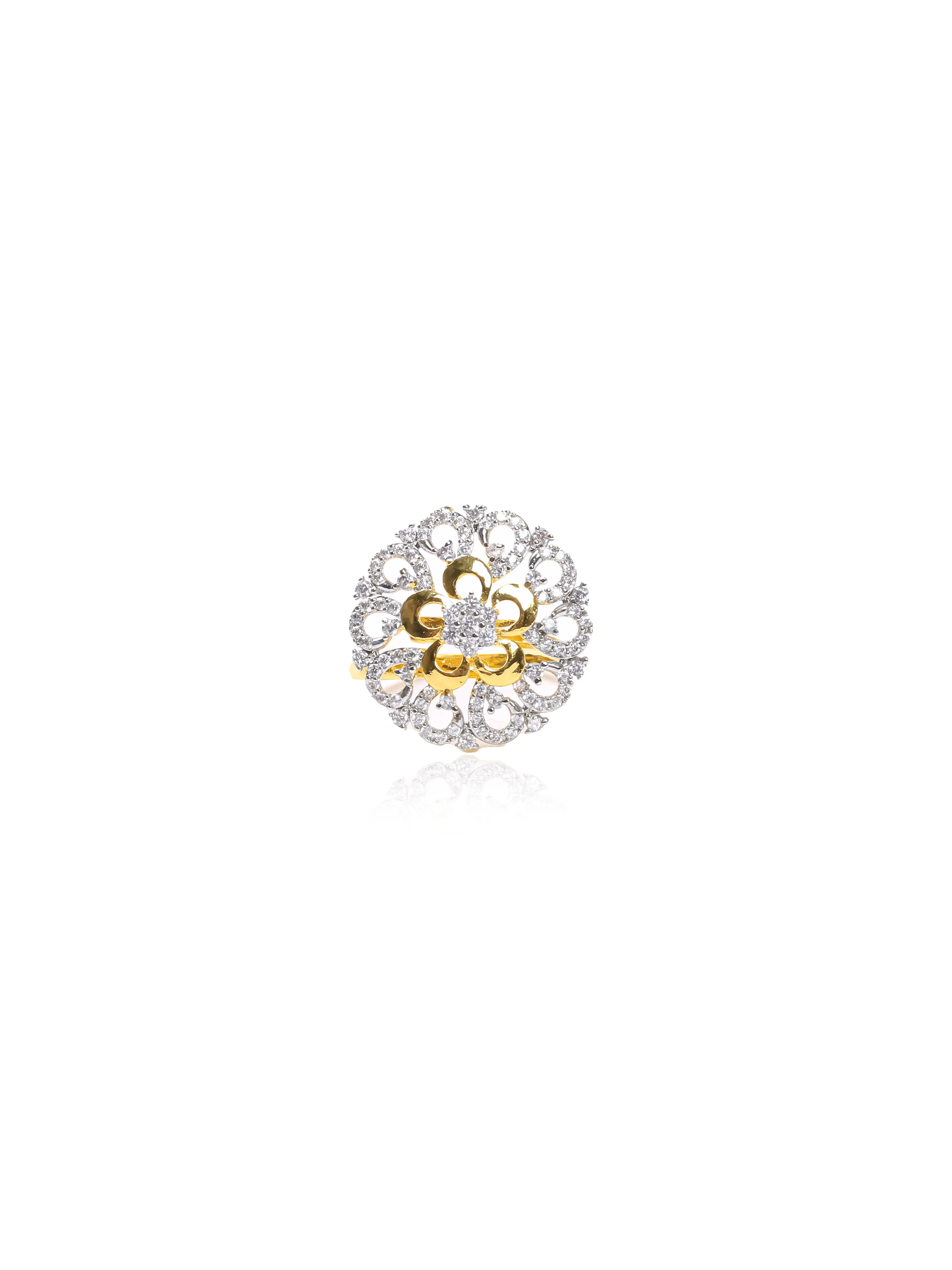 Diamond Statement Ring Gold-Plated