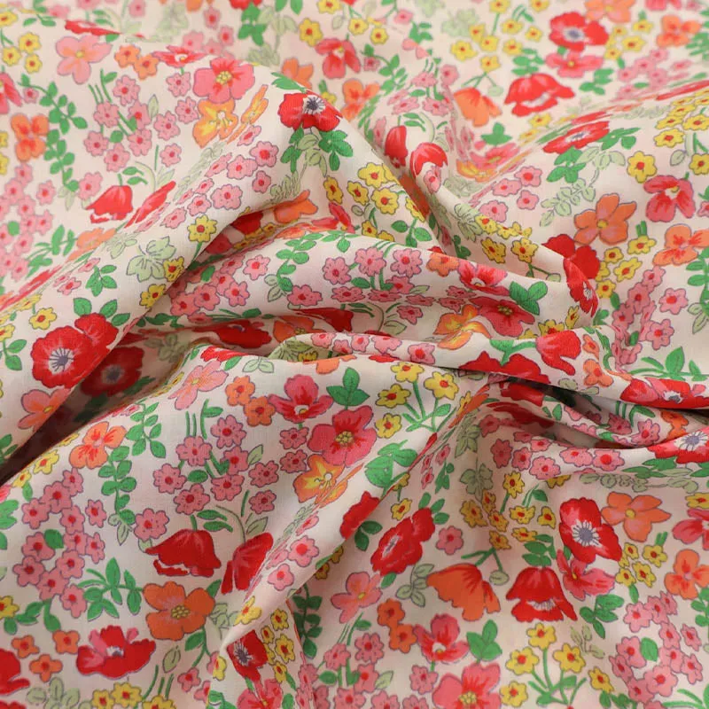 Dressmaking Floral Cotton Lawn - Oona - Pinks and Orange