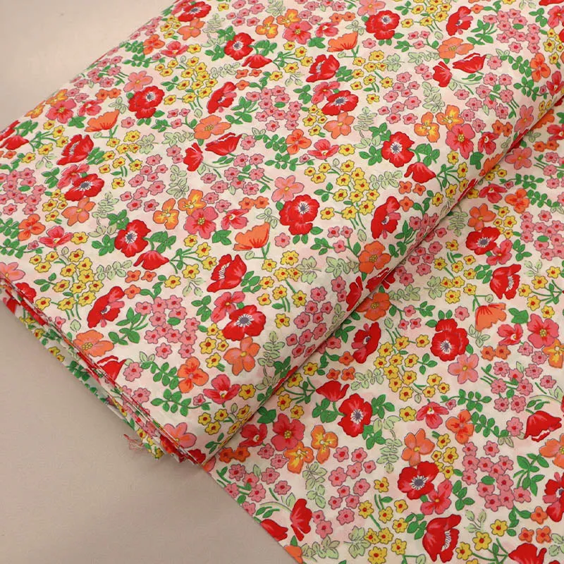 Dressmaking Floral Cotton Lawn - Oona - Pinks and Orange