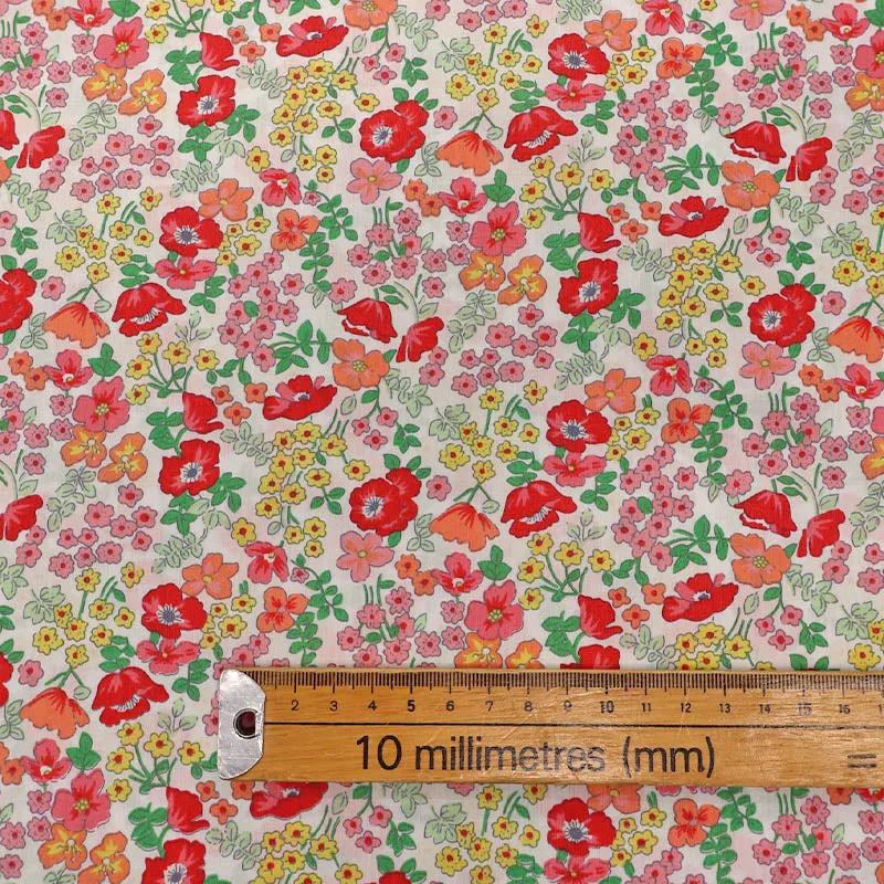 Dressmaking Floral Cotton Lawn - Oona - Pinks and Orange