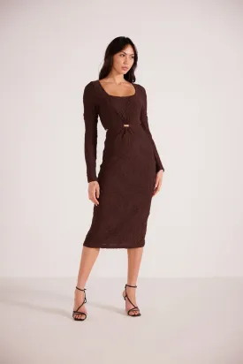 Elise Mesh Midi Dress | Chocolate