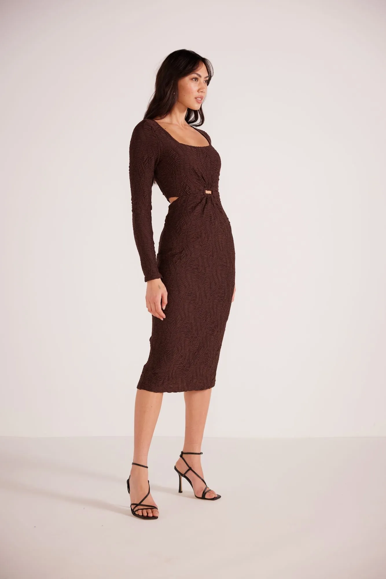 Elise Mesh Midi Dress | Chocolate