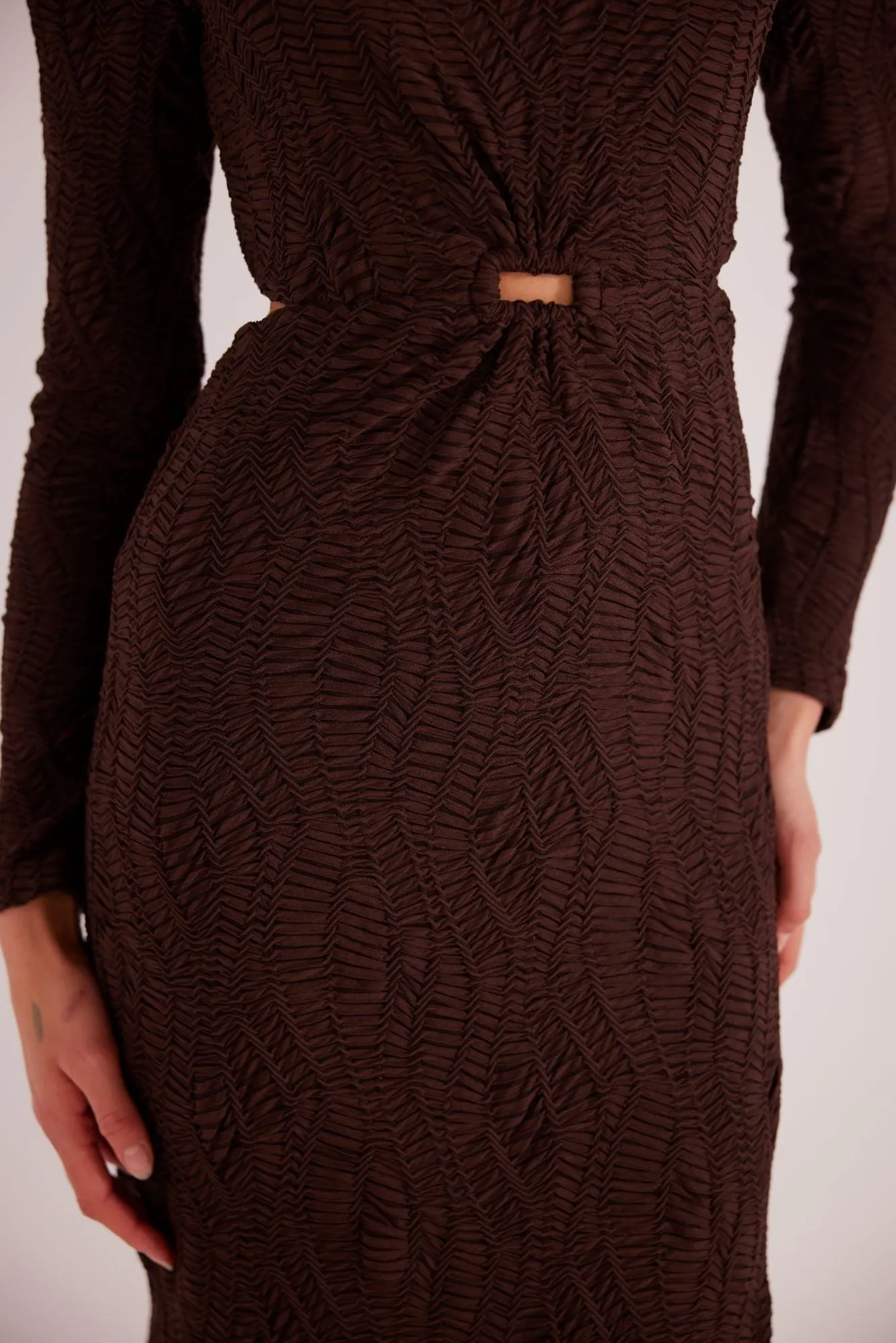 Elise Mesh Midi Dress | Chocolate