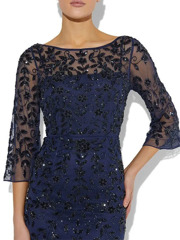 Eliza Navy Hand Beaded Gown