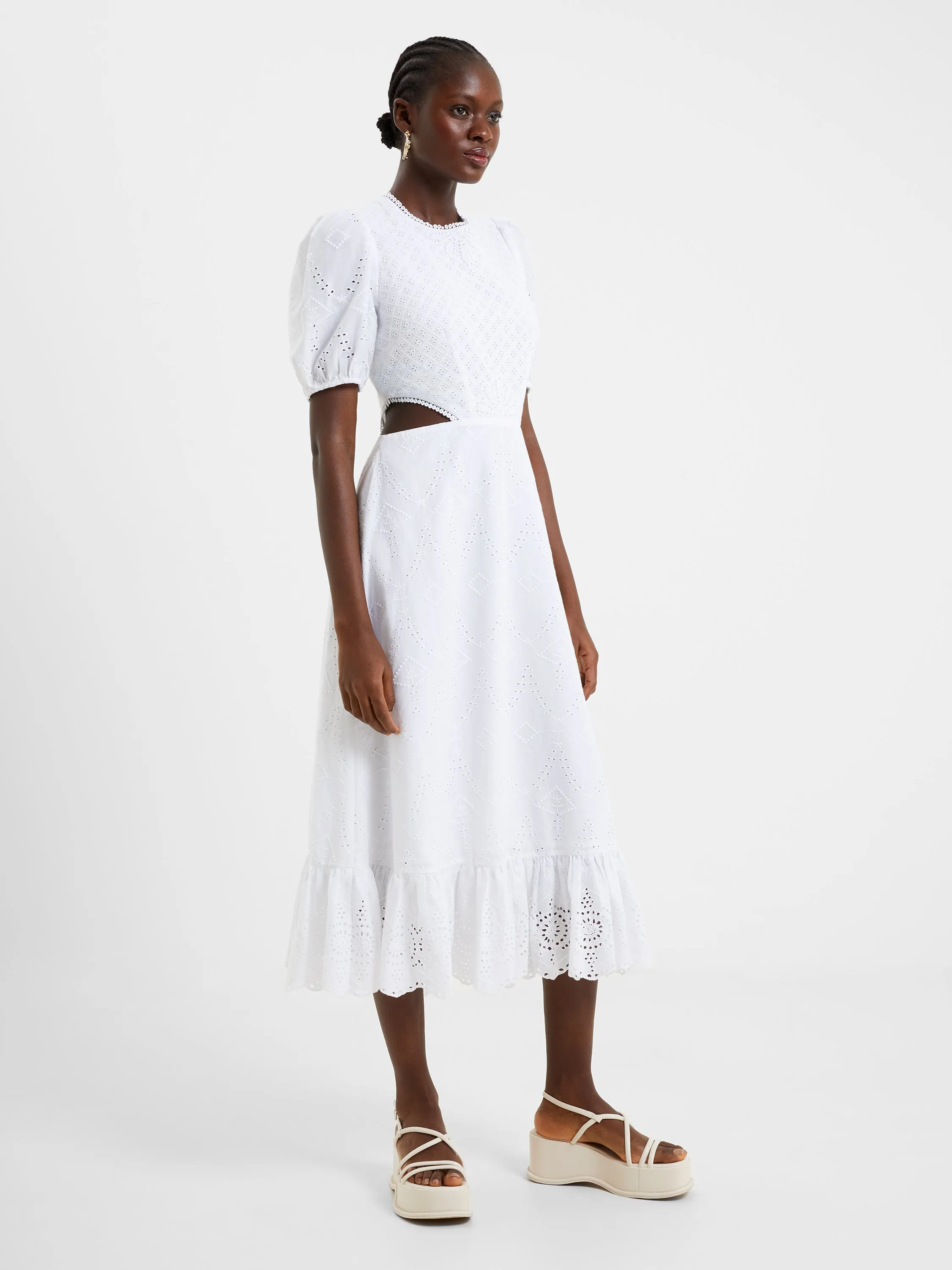 Esse Cotton Broderie Cut Out Midi Dress